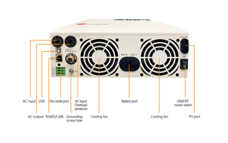 Onda sinusoidal pura en apagado el inversor híbrido 48v 5kva de la rejilla para la Sistema Solar